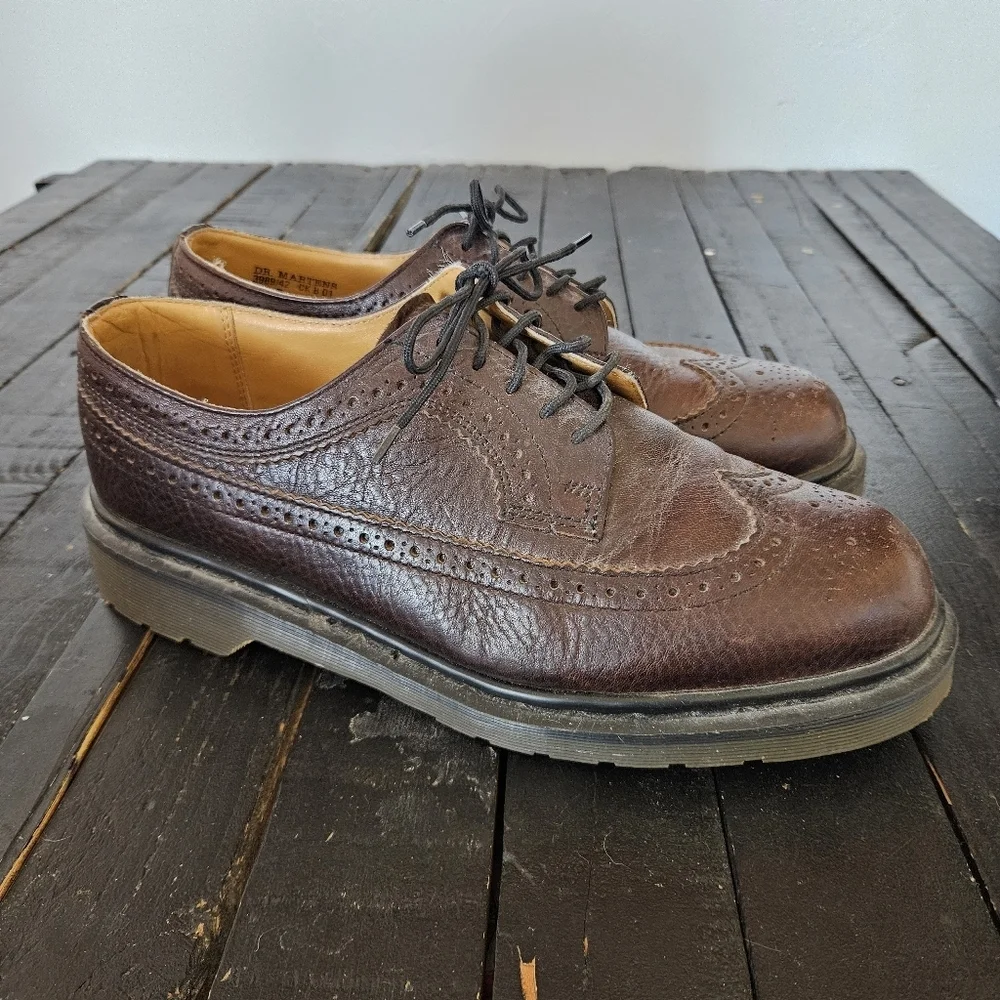 Dr. Martens Vintage Men's 9 Dark Brown Leather Oxfords Chunky Lace Up Shoes Y2K